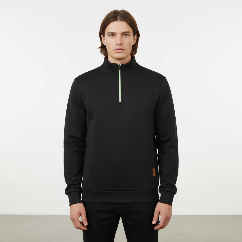 Men's Marled Funnel Neck Quarter-Zip Pullover