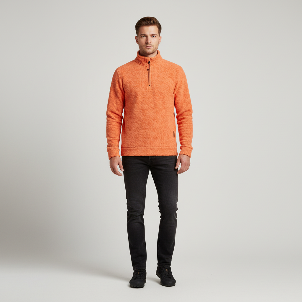 Men's Marled Funnel Neck Quarter-Zip Pullover