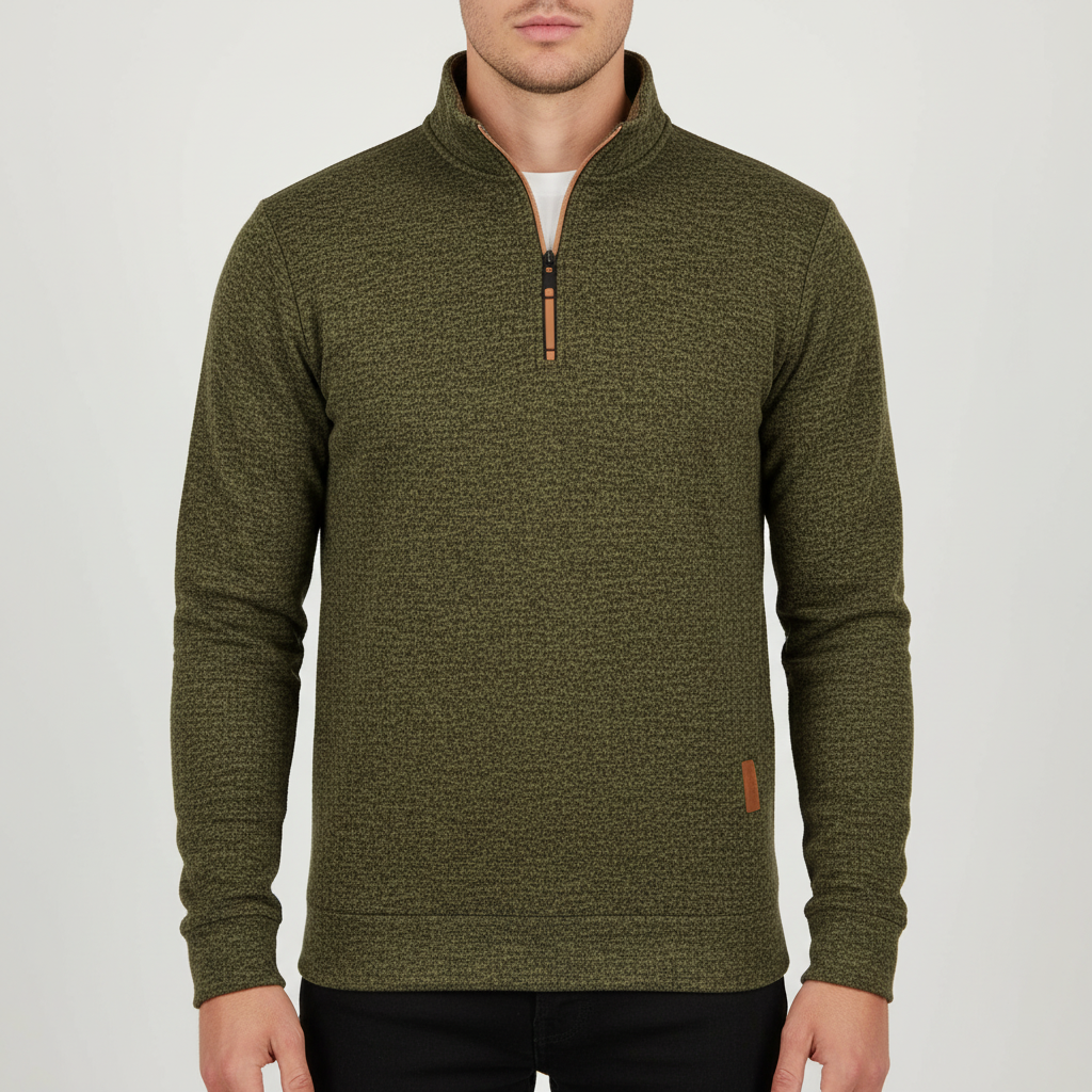Men's Marled Funnel Neck Quarter-Zip Pullover