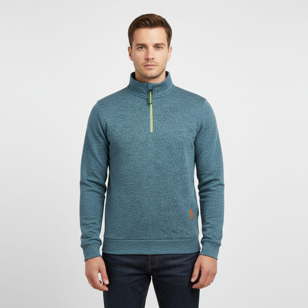 Men's Marled Funnel Neck Quarter-Zip Pullover