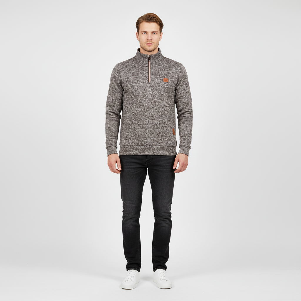 Men's Marled Funnel Neck Quarter-Zip Pullover