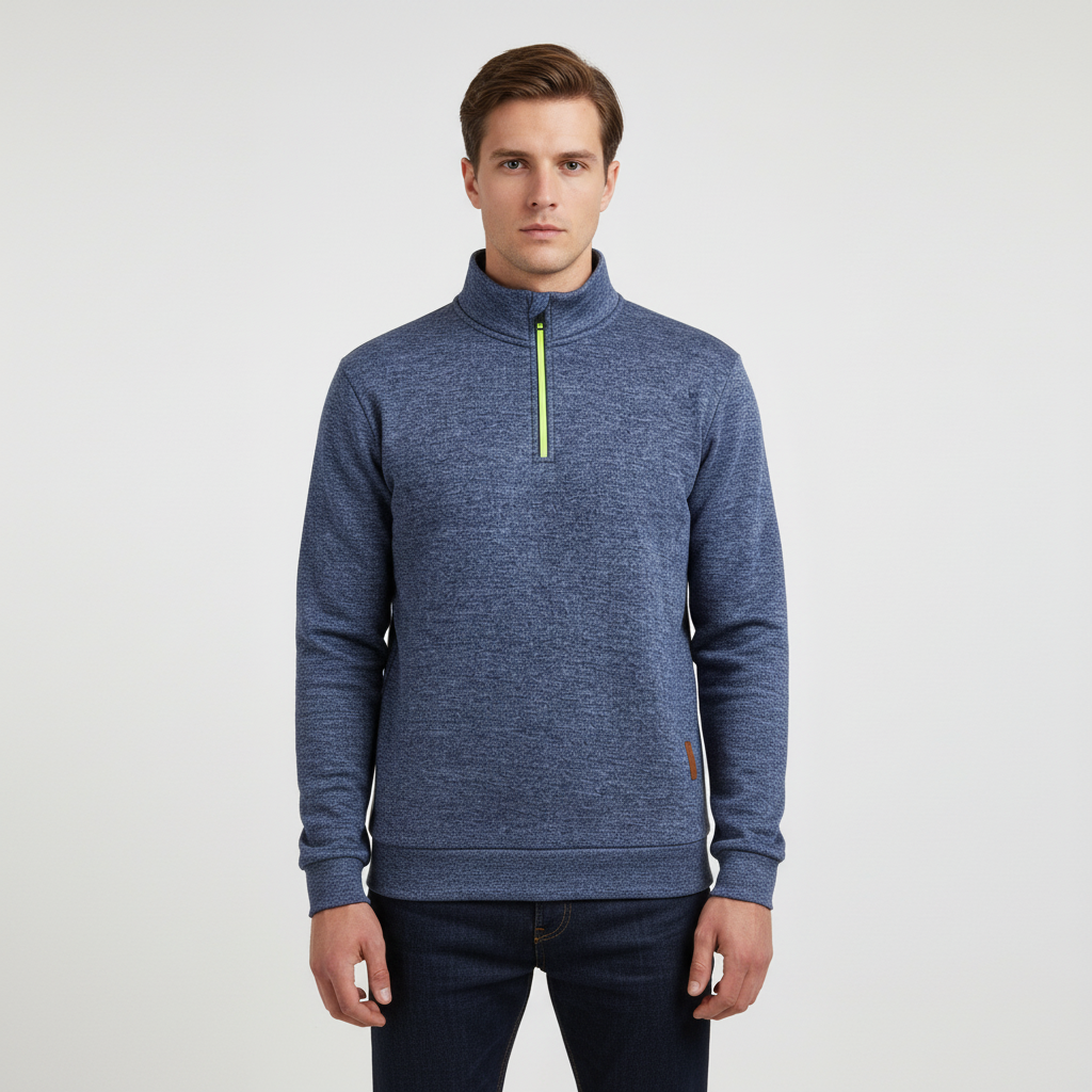 Men's Marled Funnel Neck Quarter-Zip Pullover