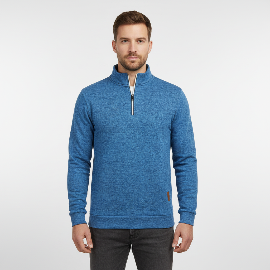 Men's Marled Funnel Neck Quarter-Zip Pullover