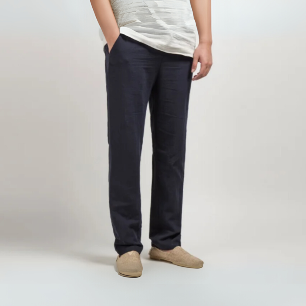Men's Lightweight Straight-Leg Linen Trousers