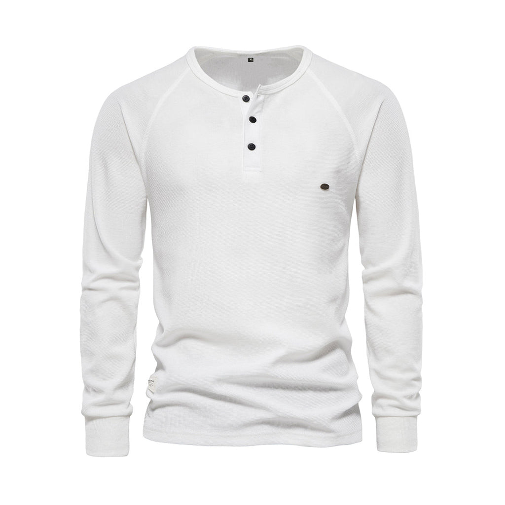 Men's Waffle Knit Long Sleeve Henley