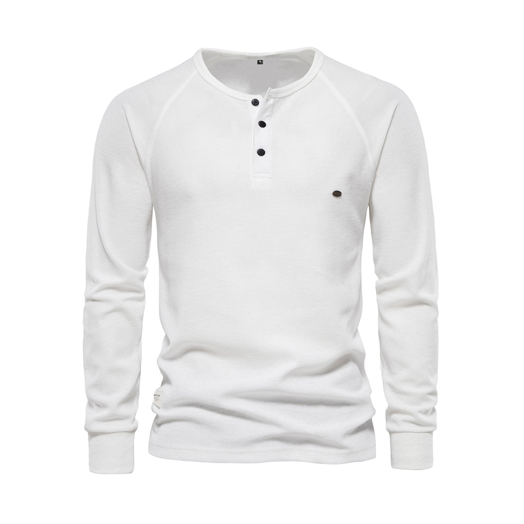 Men's Waffle Knit Long Sleeve Henley