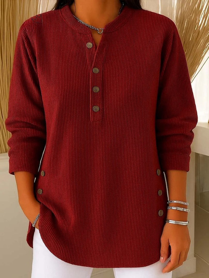 Women's Ribbed Henley Knit Pullover