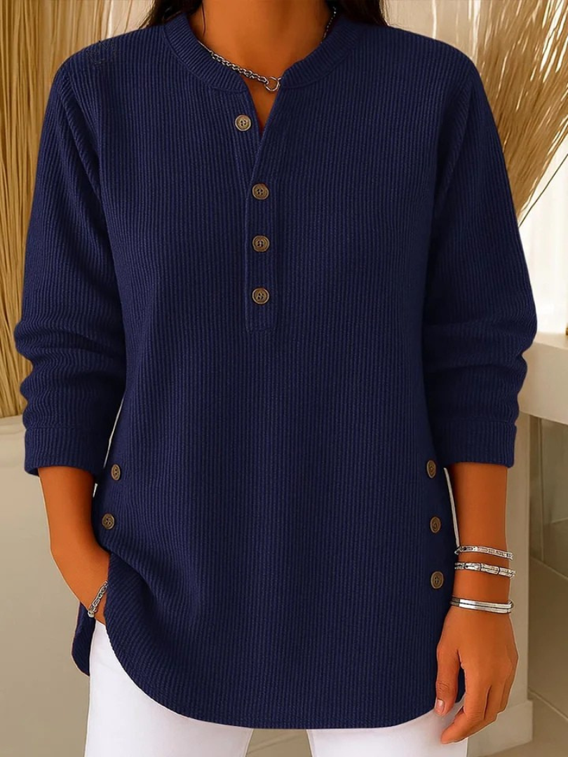 Women's Ribbed Henley Knit Pullover