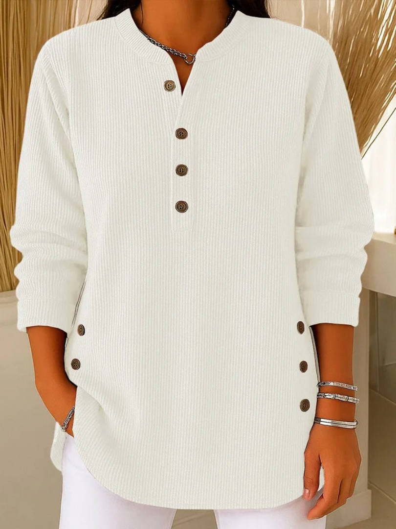 Women's Ribbed Henley Knit Pullover