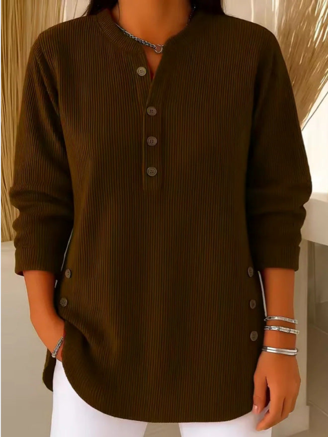 Women's Ribbed Henley Knit Pullover