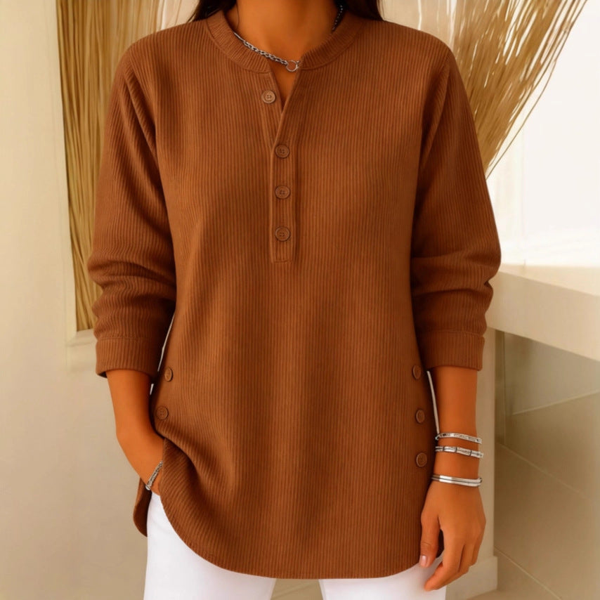 Women's Ribbed Henley Knit Pullover