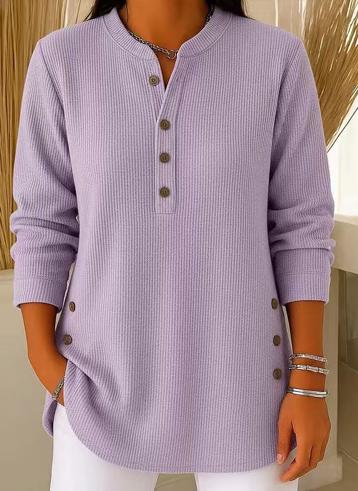 Women's Ribbed Henley Knit Pullover