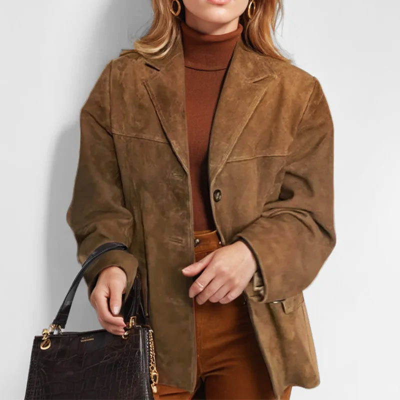 Women's Relaxed-Fit Tailored Suede-Effect Blazer