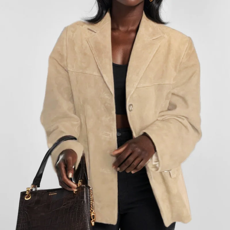 Women's Relaxed-Fit Tailored Suede-Effect Blazer