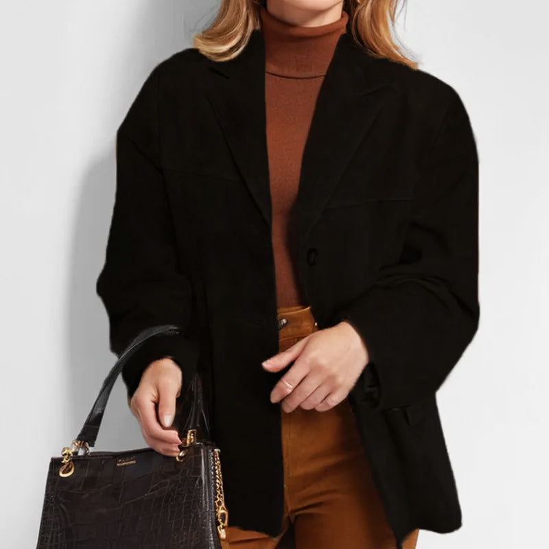 Women's Relaxed-Fit Tailored Suede-Effect Blazer