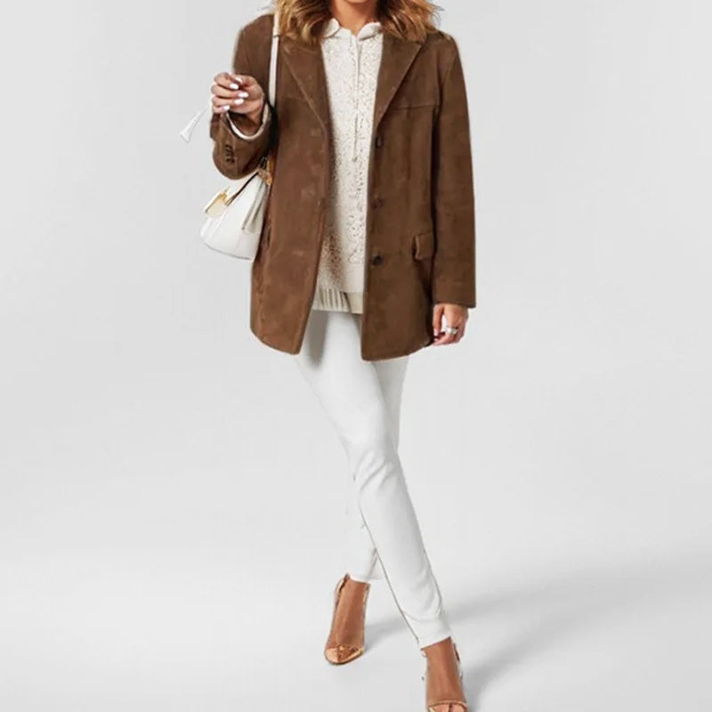 Women's Relaxed-Fit Tailored Suede-Effect Blazer