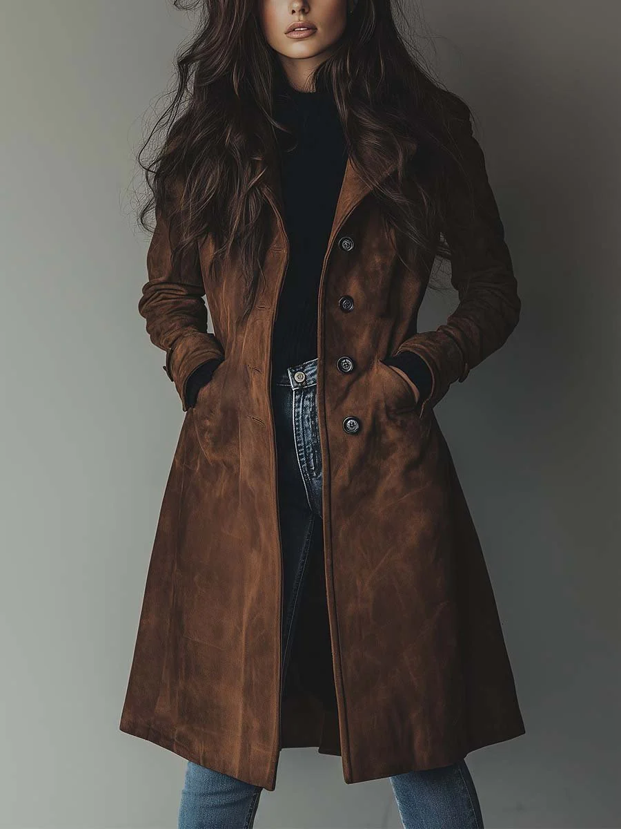 Women's Tailored Vintage-Style Longline Trench