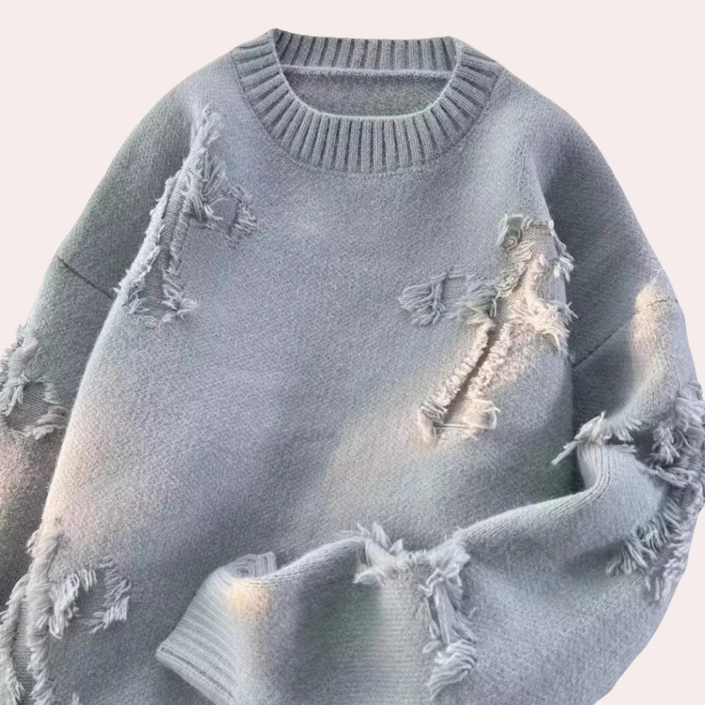 Men's Printed Oversized Crew Neck Pullover