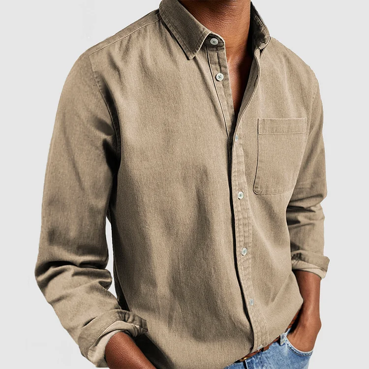 Men's Casual Chest Pocket Button-Through Shirt