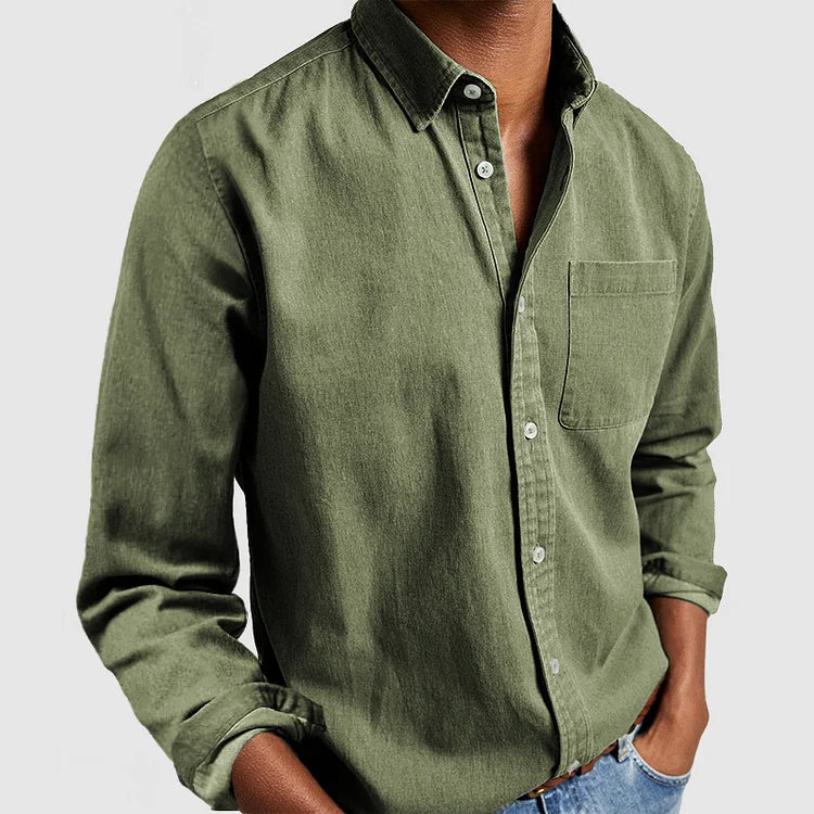 Men's Casual Chest Pocket Button-Through Shirt