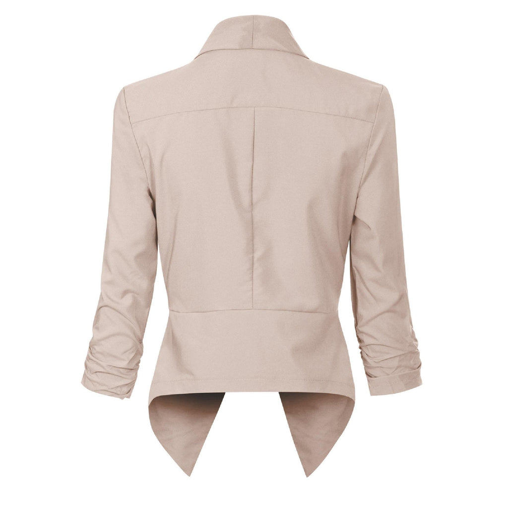 Women's Smart Edge-to-Edge Blazer with Ruched Sleeves