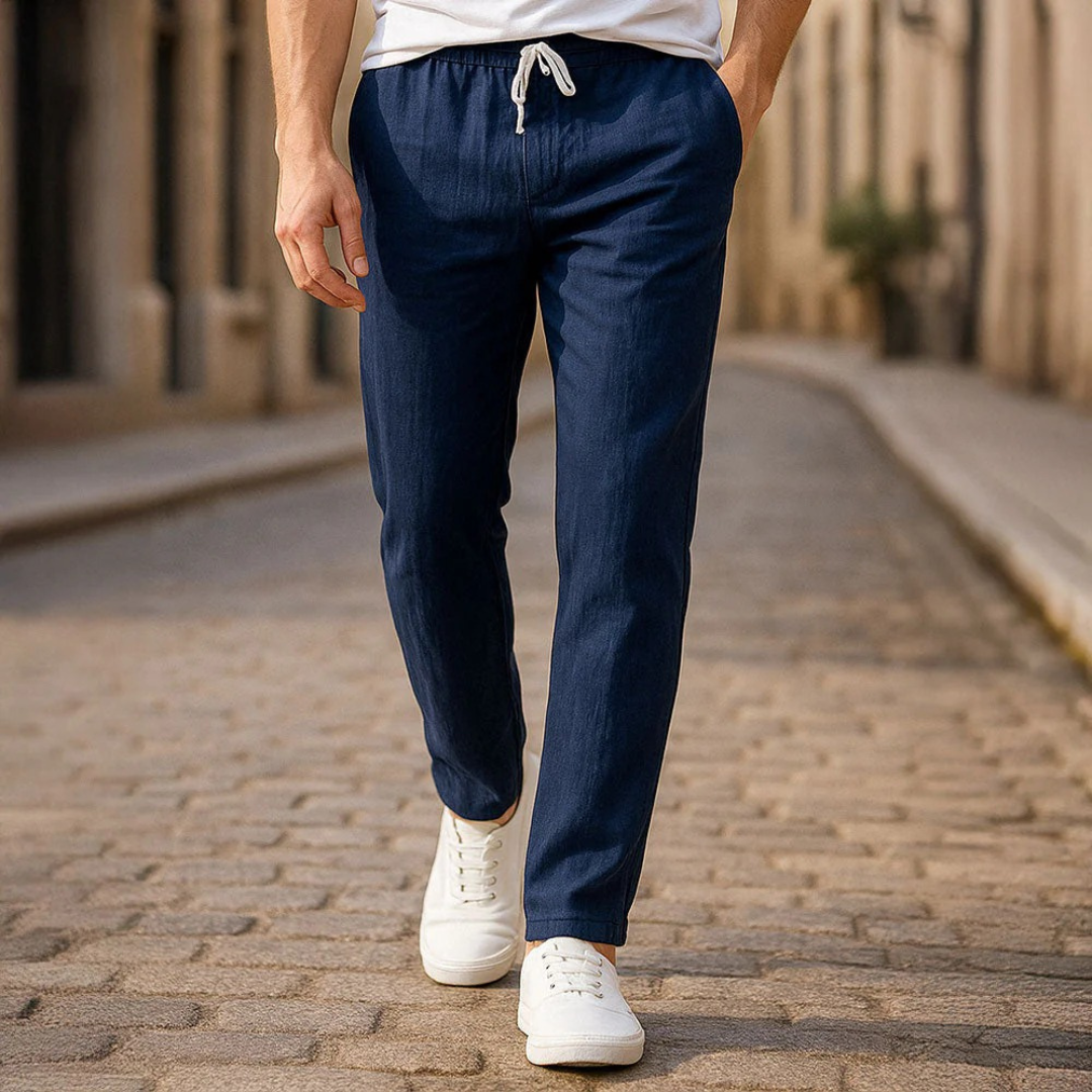 Men's Lightweight Drawstring Linen Summer Trousers