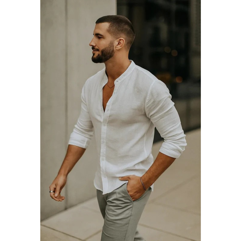 Men's Lightweight Collarless Summer Shirt