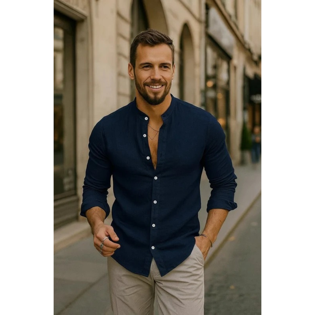 Men's Lightweight Collarless Summer Shirt