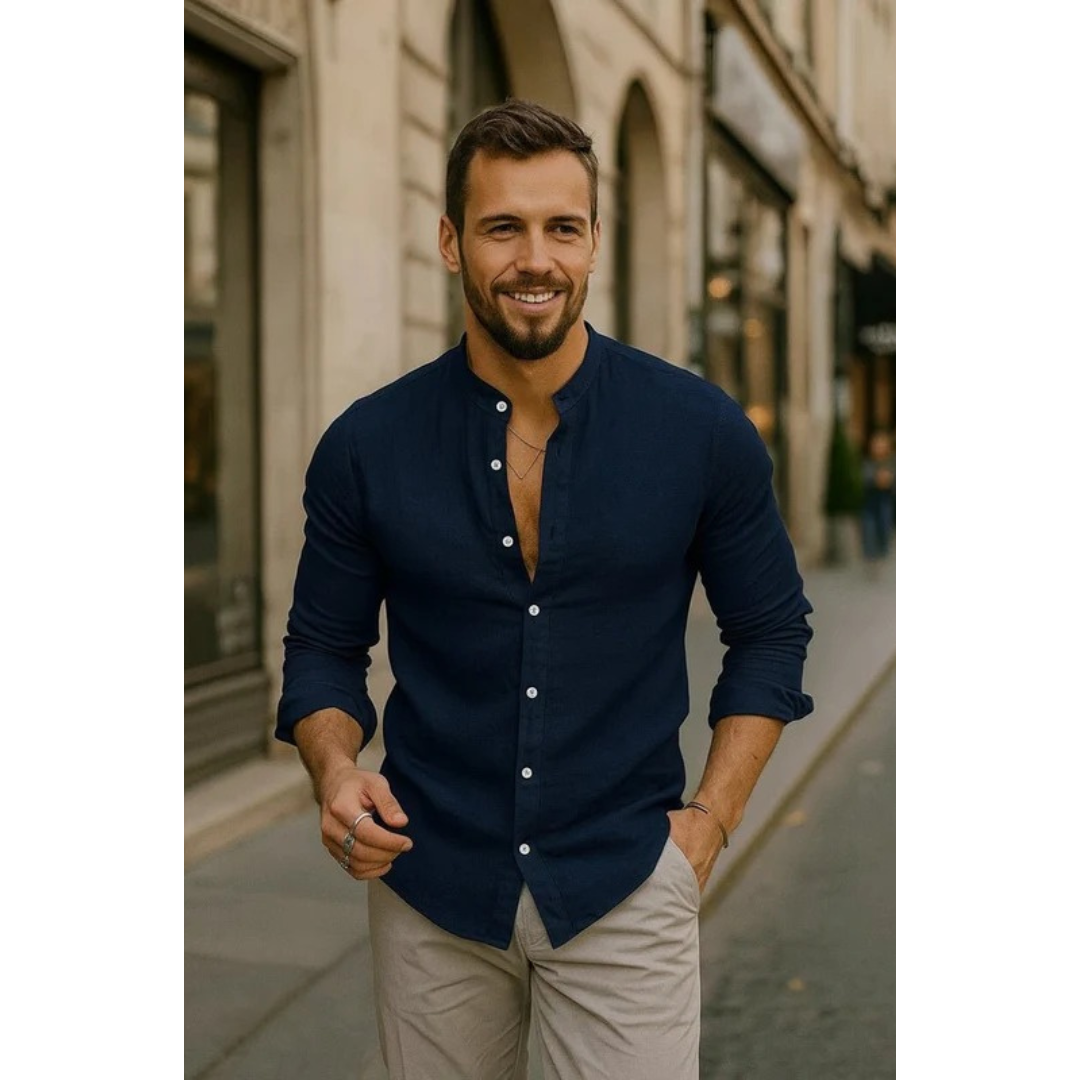 Men's Lightweight Collarless Summer Shirt