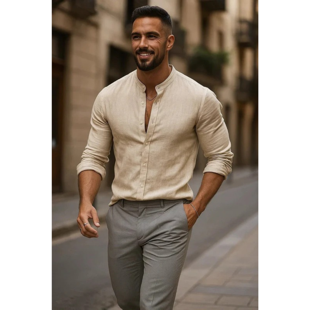 Men's Lightweight Collarless Summer Shirt