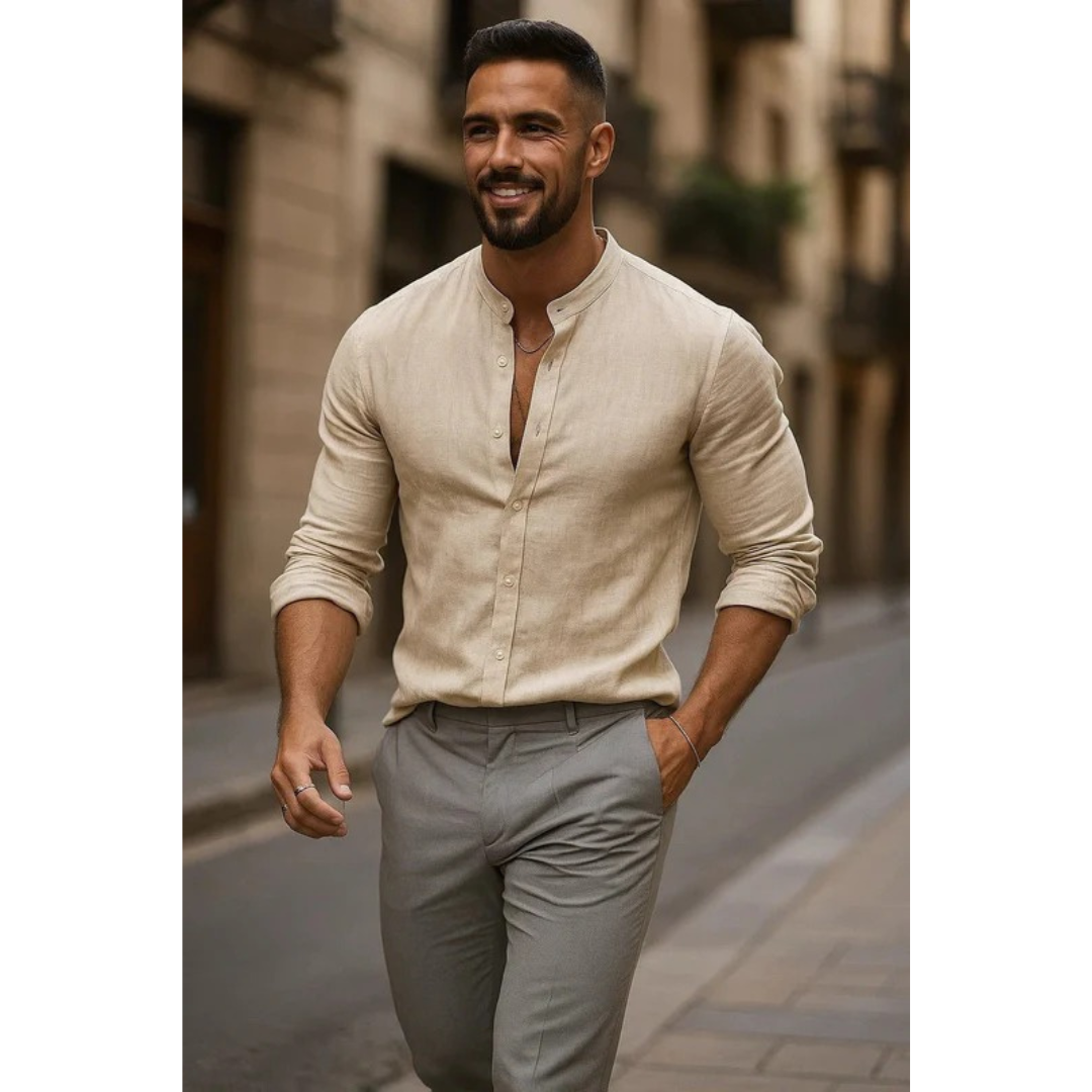 Men's Lightweight Collarless Summer Shirt