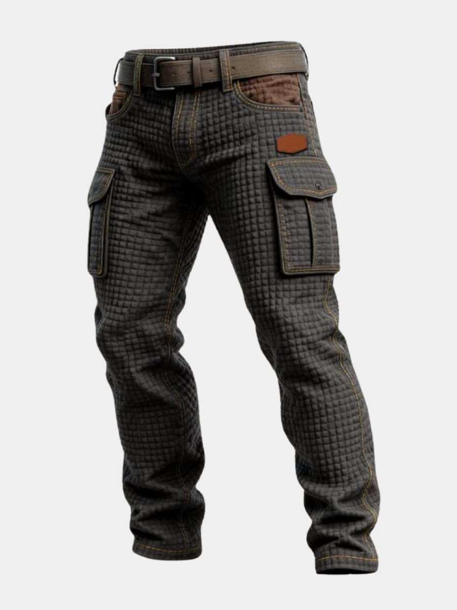 Men's Slim-Fit Textured Quilted Cargo Trousers