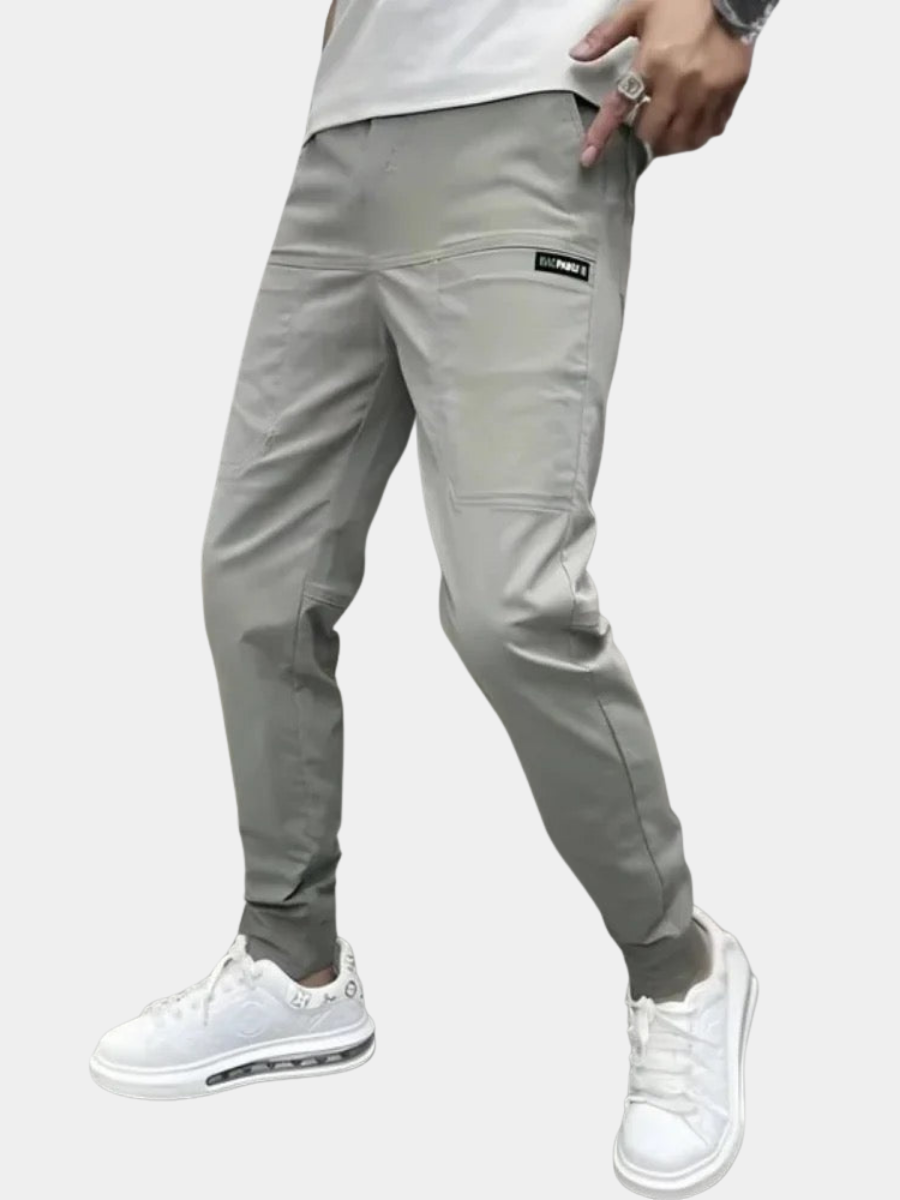 Men's Slim Tapered Ribbed-Cuff Cargo Joggers
