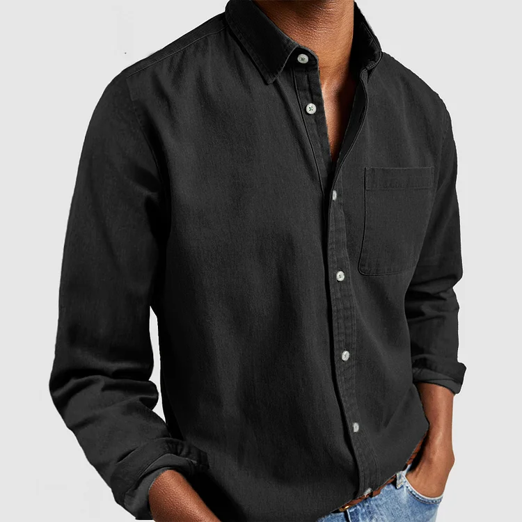 Men's Casual Chest Pocket Button-Through Shirt