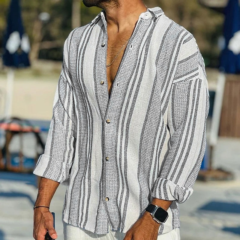 Men's Lightweight Vintage Stripe Summer Shirt