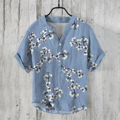 Men's Art Print Breathable Linen Blend Shirt