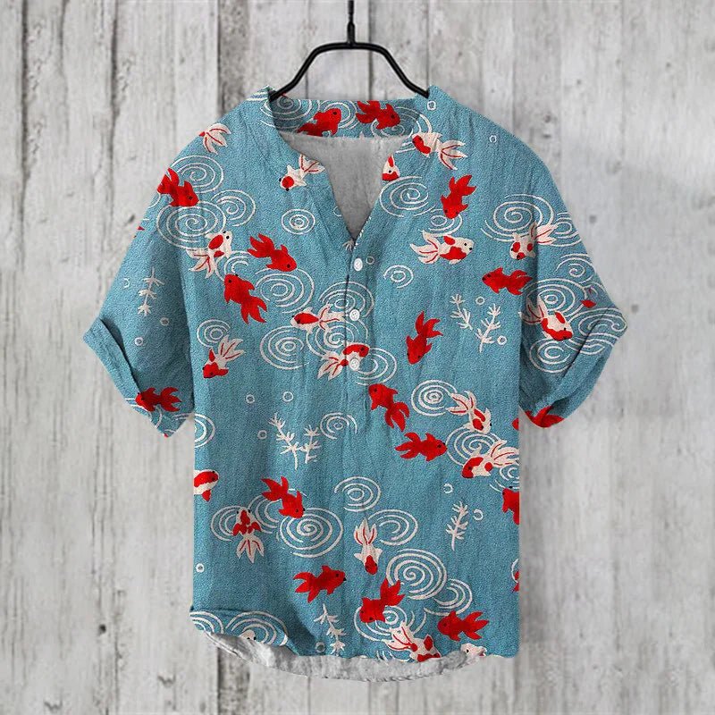 Men's Art Print Breathable Linen Blend Shirt
