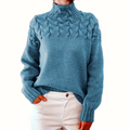 Women's Cable Knit Polo Neck Jumper