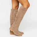 Women's Side-Zip Suede Knee-High Heeled Boots