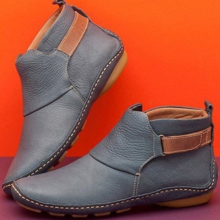 Women's Strap-Fastening Leather Ankle Boots