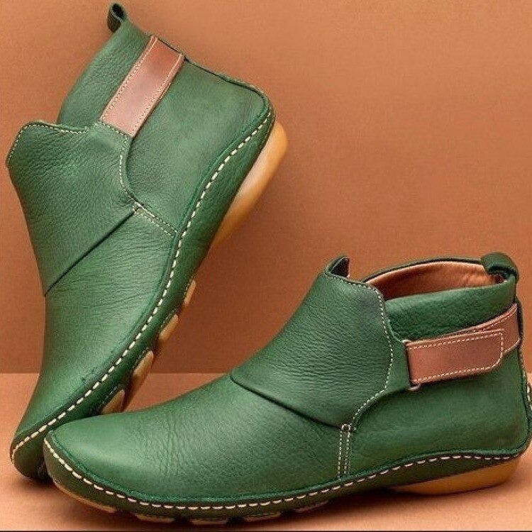 Women's Strap-Fastening Leather Ankle Boots