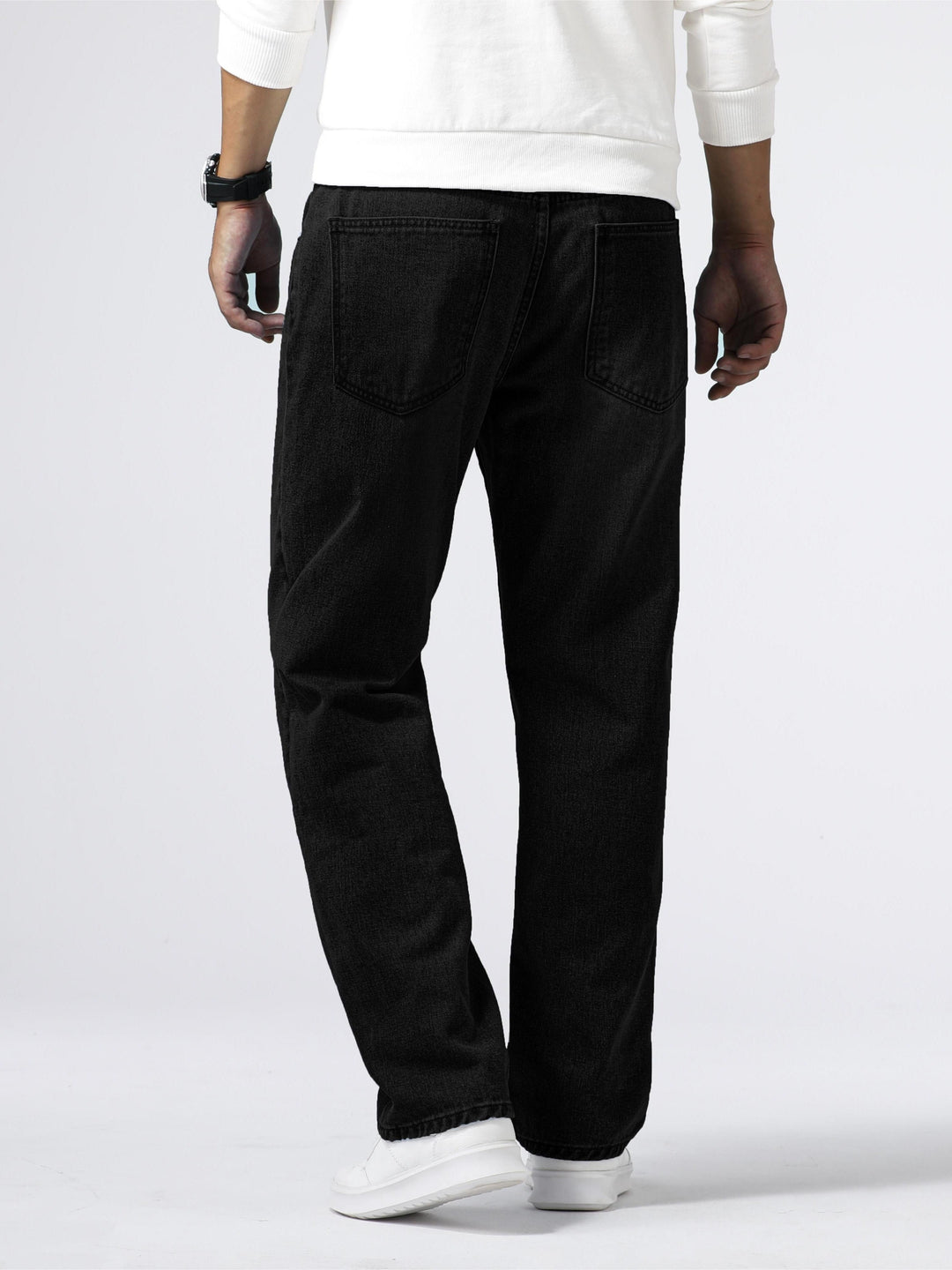 Men's Blue Washed Straight-Leg Denim Trousers