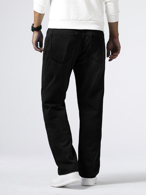 Men's Blue Washed Straight-Leg Denim Trousers