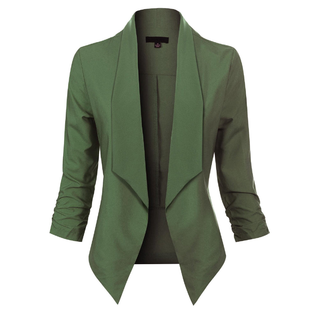 Women's Smart Edge-to-Edge Blazer with Ruched Sleeves