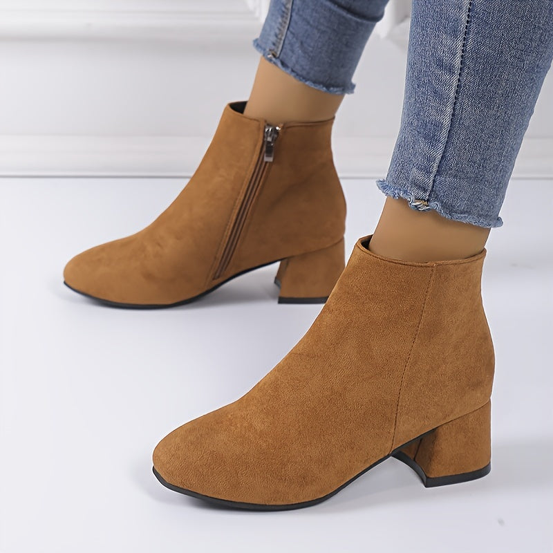Women's Brown Chelsea Heeled Ankle Boots