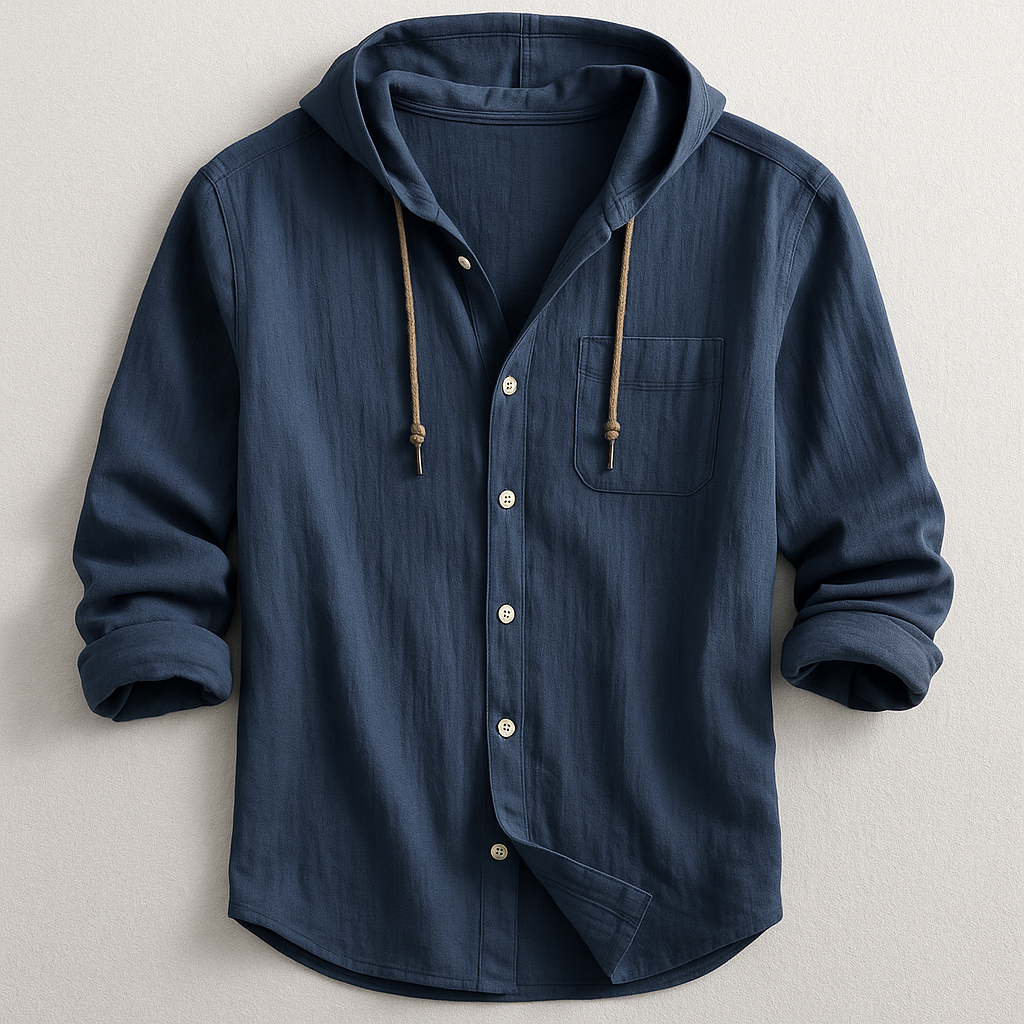 Men's Relaxed Hooded Button-Through Overshirt