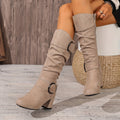 Women's Slouchy Block-Heel Knee-High Boots