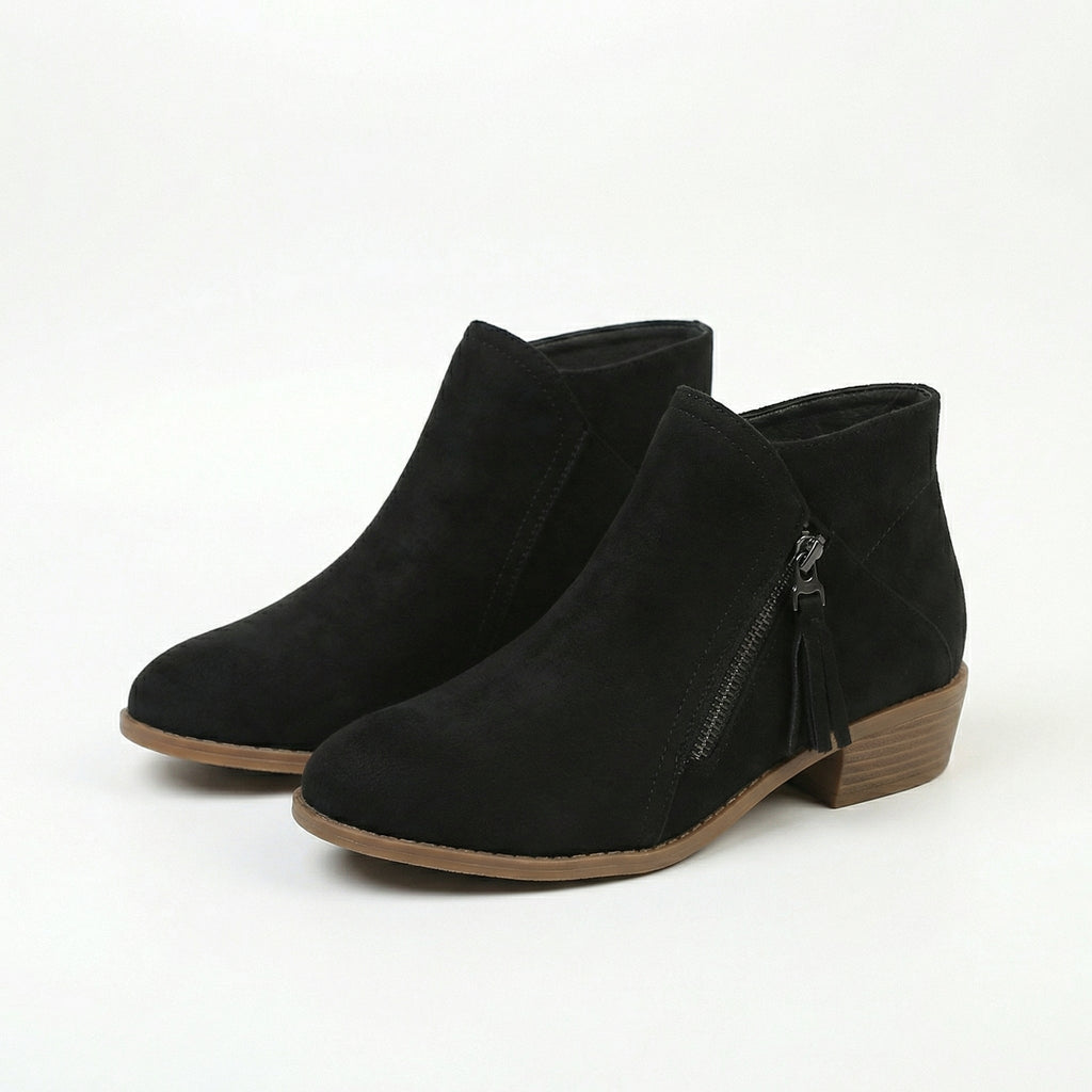 Women's Zip-Up Ankle Boots with Tassel Pull