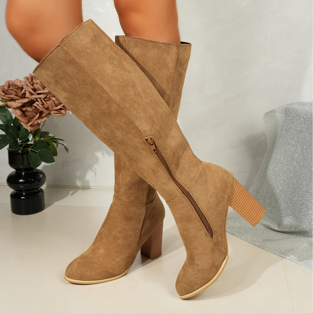 Women's Tall Block Heel Knee Boots