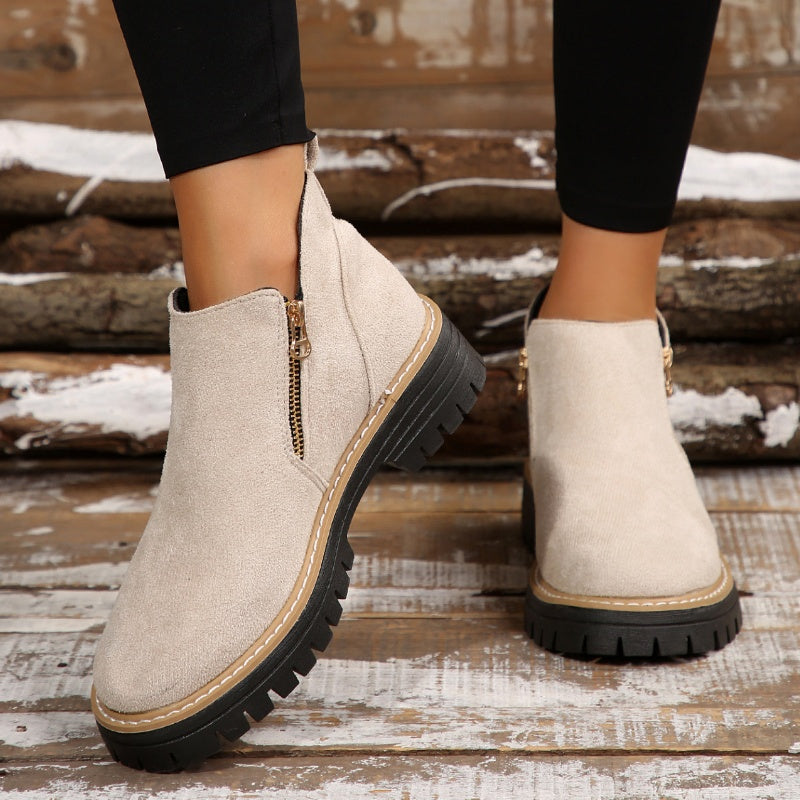 Women's Chunky Platform Side-Zip Ankle Boots